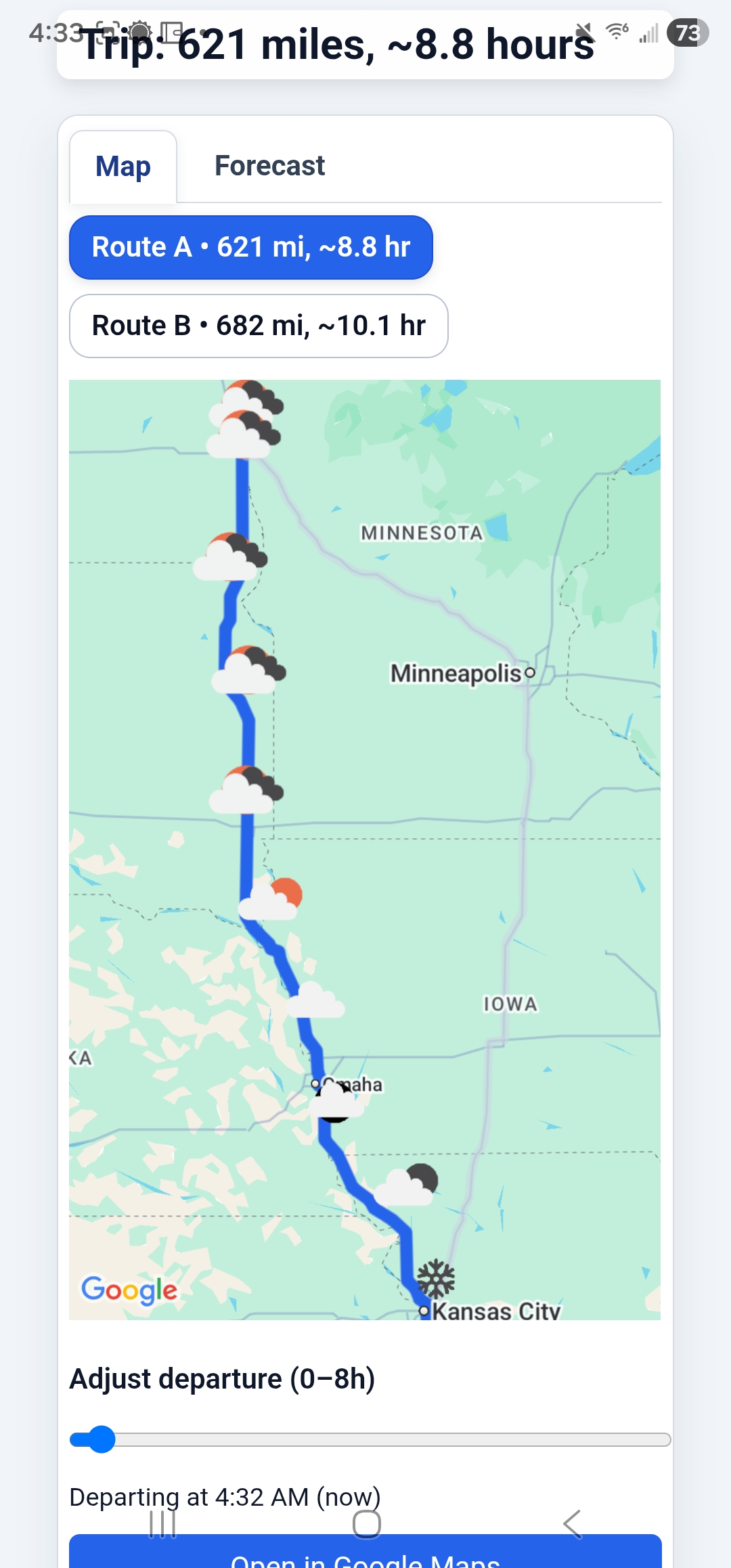 RoadTrip Weather app screenshot 2